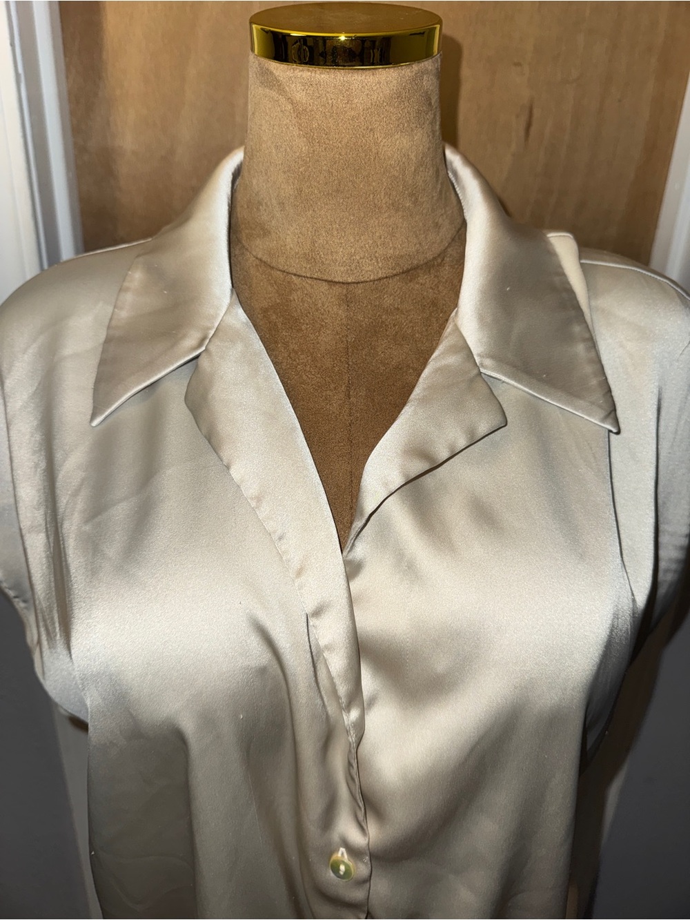 Rachel Zoe Ivory Satin Tie-Front Short Sleeve Blouse, XL - Picture 2 of 10